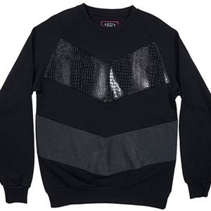 New Bleecker & Mercer Sports Snake Faux Leather Fleece Sweatshirt Men’s M